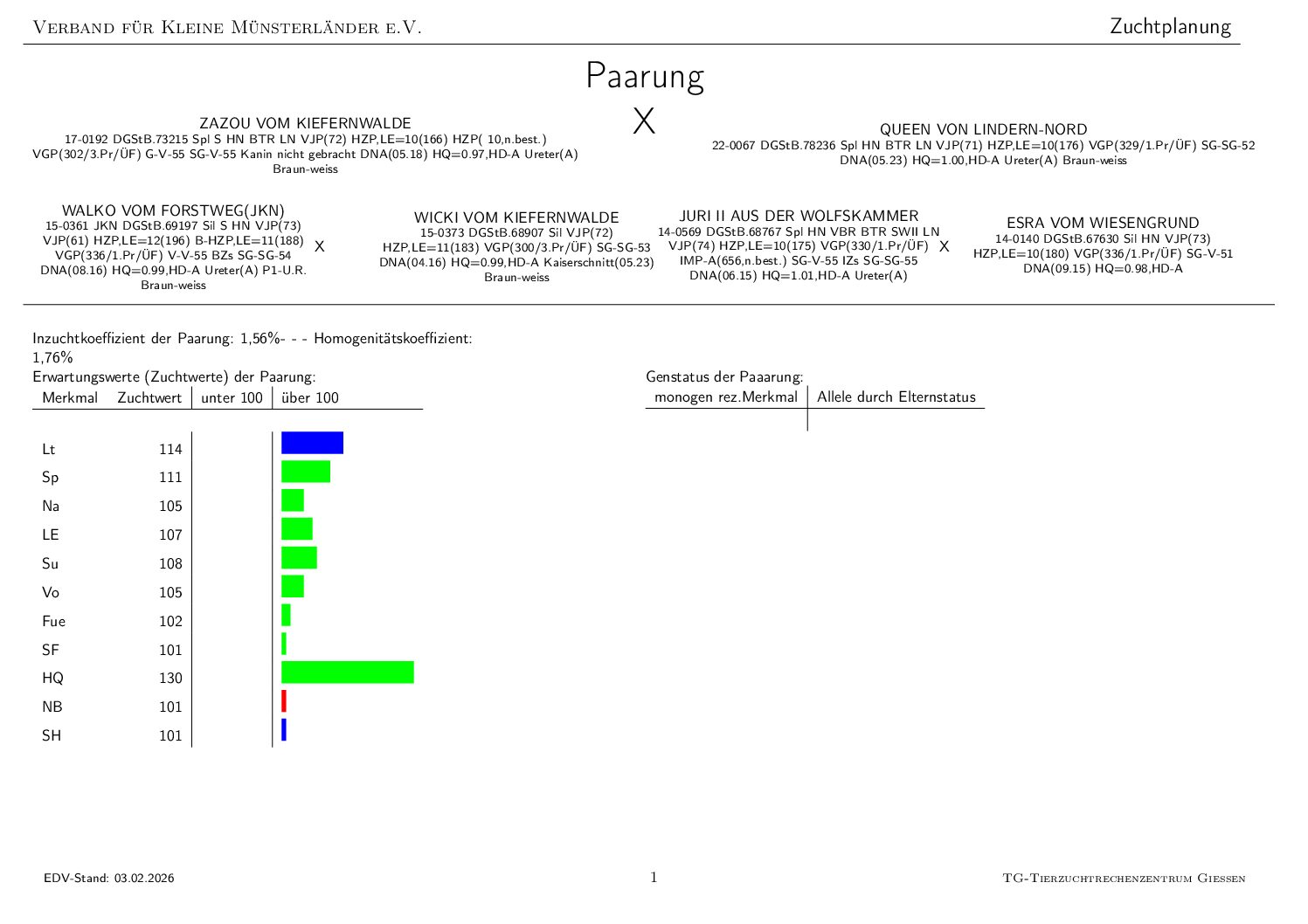 Zazou vom Kiefernwalde x Queen von Lindern-Nord